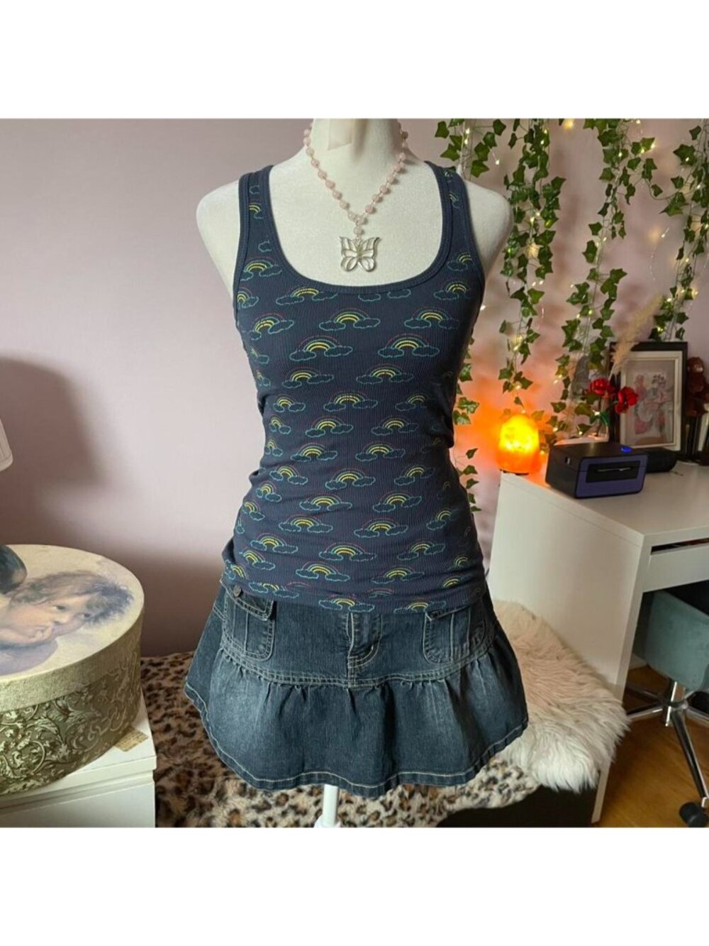 2000s rainbow print tank top